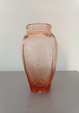 Authentique Vase Epoque Art Déco en Verre Rose transparent