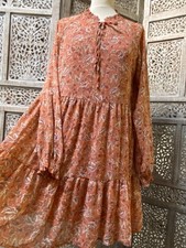 Robe chemise fluide 40 voile imprimé floral orange AMISU