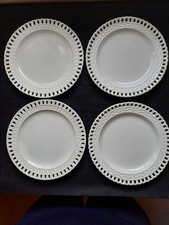 4 Anciennes Assiettes Dessert Ajourées faience Blanche Lunéville Et Niderviller 
