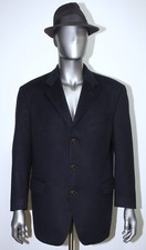 Vintage 80s Dark Blue Wool/Cashmere Suit Jacket Blazer BURBERRYS Size L/XL