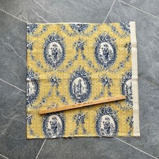 COUPON de TISSU Ameublement NEUF Vintage 1980s Mix LIN/COTON 67x 65cm Fond jaune