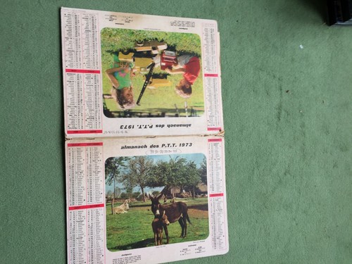 Calendrier almanach ptt 1973 - almanach,