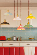 Suspension vintage métal coloré E27 – lampe industrielle rétro cuisine salon