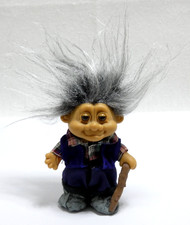 TROLL POUPEE JOUET FIGURINE VINTAGE 1991 RUSS GRAND'PA CHEVEUX GRIS JOUET 20 CM