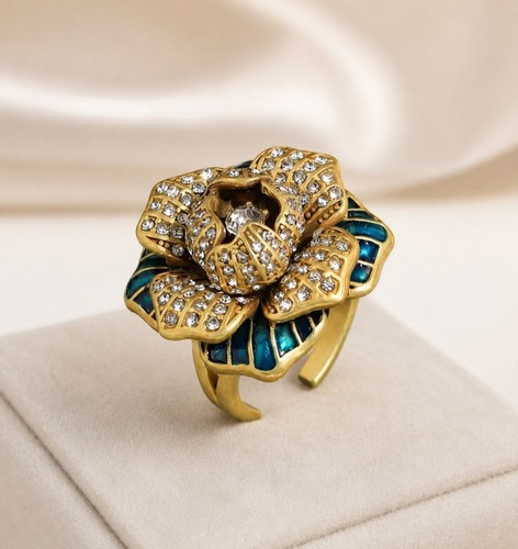 Bague fleur camélia vintage - bague,