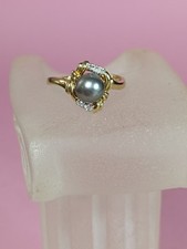 Bague Or 14 Carats Perle De Tahiti Et Diamant