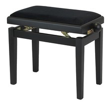 Banc de Piano Noir Mat, Réglable en Hauteur