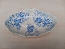 Ancien ravier en faïence de Creil Montereau "Flora Lichen" Terre de fer 24 cm