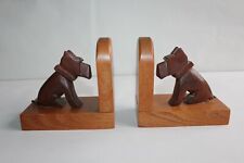 Paire de serre-livres Art déco  en bois, chiens Scottish