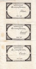 5 Livres Assignat du 10 Brumaire l'an 2 - (31/10/1793) - Planche de 3 série 5398