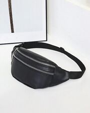 Sac Banane Noir Femme Homme En Simili Cuir Zippé Sacoche Simple Réglable