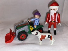 Playmobil Enfant Et Tracteur Chien Père Noël Ferme Christmas