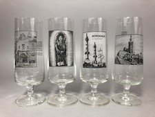 Collection 4 VERRES À BIÈRE offerts Assemblée École BRASSERIE de Nancy Années 70