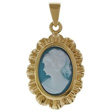 Pendentif Camée bleu Plaqué