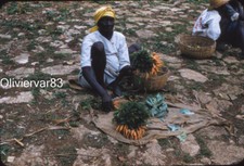 Vintage Kodak red border photo slide 1950s - HAITI market seller in Kenscoff
