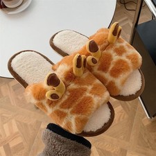 Mignon peluche 3D en forme de girafe pantoufles pour enfants et adultes pantoufles cadeau de Noël #