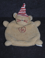 🍀Doudou Plat Souris ABSORBA Beige Bonnet Rayé Blanc Etoile Rouge Mouse TTBE