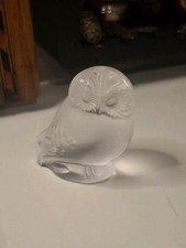 Ancienne Chouette En Cristal Mat Lalique France Déco Objets Vitrine
