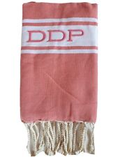 DRAP DE PLAGE, FOUTA.102 X 192 CM NEUVE, RAYURES TON ROSE 100 % COTON BRODE DDP