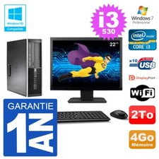 PC HP Compaq 8100 SFF Ecran 22" i3-530 RAM 4Go Disque 2To Graveur DVD Wifi W7