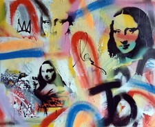 SPACO signed WALL JOCONDE tableau POP street ART graffiti FRENCH paint banksy