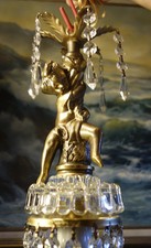 Cherub hanging Lamp Chandelier metal SWAG plugin bubble glass brass tole