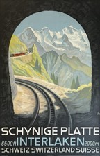 Affiche Originale Interlaken c. 1940 | Suisse Schweiz Railways Poster