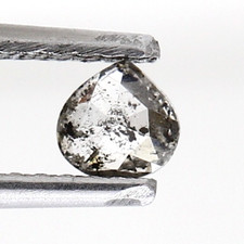 0,17 Ct PEAR CUT DIAMANT SALT AND PEPPER ROSE CUT NATUREL FANCY DIAMANT