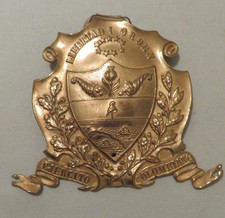 Rare Cuivrerie plaque shako Colombie Libertad Y Orden 19 eme militaria