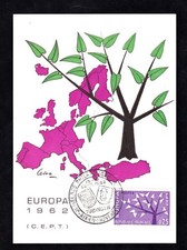 CARTE POSTALE CACHET JUMELAGE  PHILATELIQUE EUROPEEN - EUROPA -  1962
