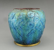 Camille Fauré Vase pot en emaux cuivre  signé Fauré limoges époque art déco