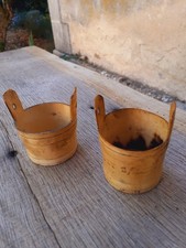 Paire De Seaux À Vache Souvenir De Feydey sur Leysin En Corne Vers 1900