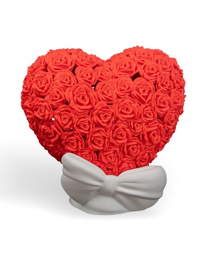 Lampe coeur sculptée roses - lampe,