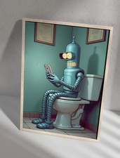 Affiche / Poster BENDER FUTURAMA aux WC