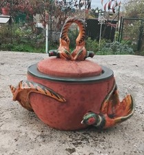 Gros Pot À Tabac  ,porte Pipe,Vintage  1960 Longchamp Decor Faisans