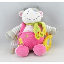 Doudou vache rose gris rayé