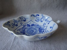Vintage Blue & White Leaf Dish