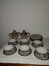 service à the ancien en porcelaine fine japonaise, théière, sucrier, 6 tasses