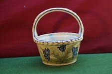 ANCIENNE JARDINIÈRE CACHE POT FORME PANIER DECOR FLEUR BARBITINE