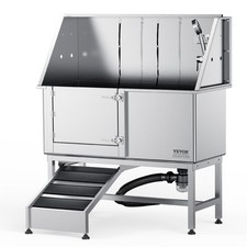 VEVOR Baignoire de Toilettage de Chien Animaux Compagnie 127cm Inox Rampe Gauche
