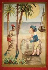 scène exotique matelot et indigène – chromolithographie 1880-1900