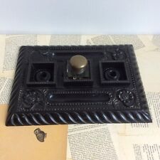 Ancien Encrier en Bois Noirci