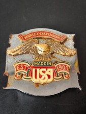 Vintage Harley Davidson Sissy Bar Backrest w/ Gold Eagle Emblem double face