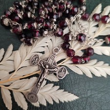 Chapelet Ancien Xixe Argent Peles Facetées Grenat Tour De Cou 70 Cm