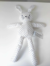 Peluche/Doudou Lapin Blanc Étoiles Yeux Nez Bleu Marine 35cm  Bout'chou Monoprix