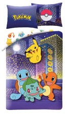 Parure de Lit Réversible Pokemon City Housse de Couette 140x200 cm et Taie d'...
