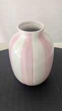 Pink & White Striped Ceramic Vase 16.5cm – Modern Pastel Home Decor Gift –...