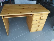 Bureau en pin massif finition teintée cirée avec 4 tiroirs style mexicain