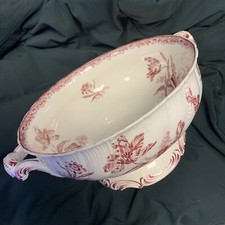 Rare Grand Saladier Avec Anses Fontanges perlé rouge Sarreguemines (52)