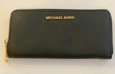 Michael Kors Jet Set Travel Zip Around Continental Portefeuille en cuir Noir